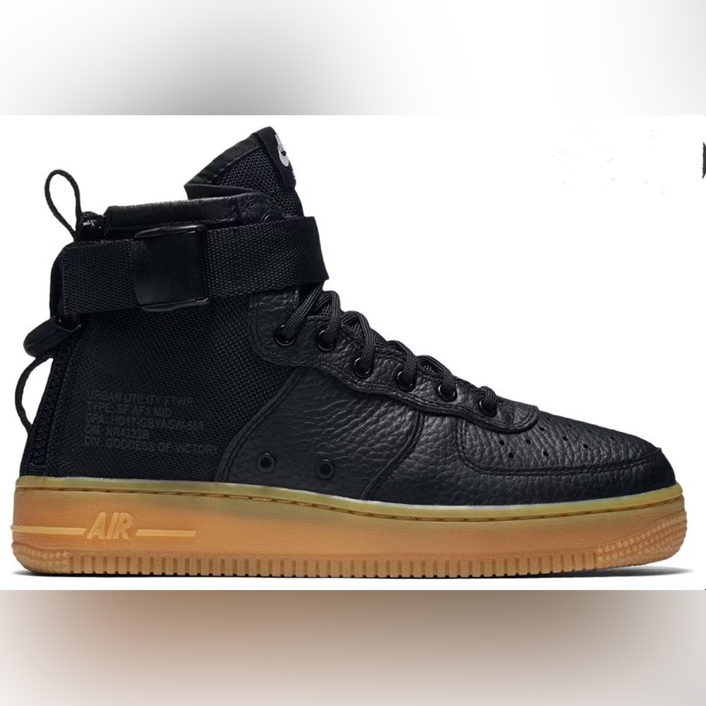 Nike SF Air Force 1 Mid black and brown leather high tops